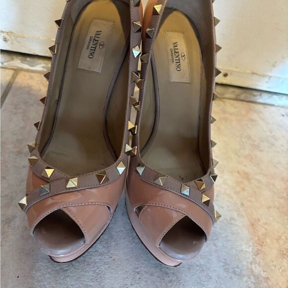 Valentino platform pumps heels babydoll dress open toe sandals stud spike shoes - Picture 2 of 13